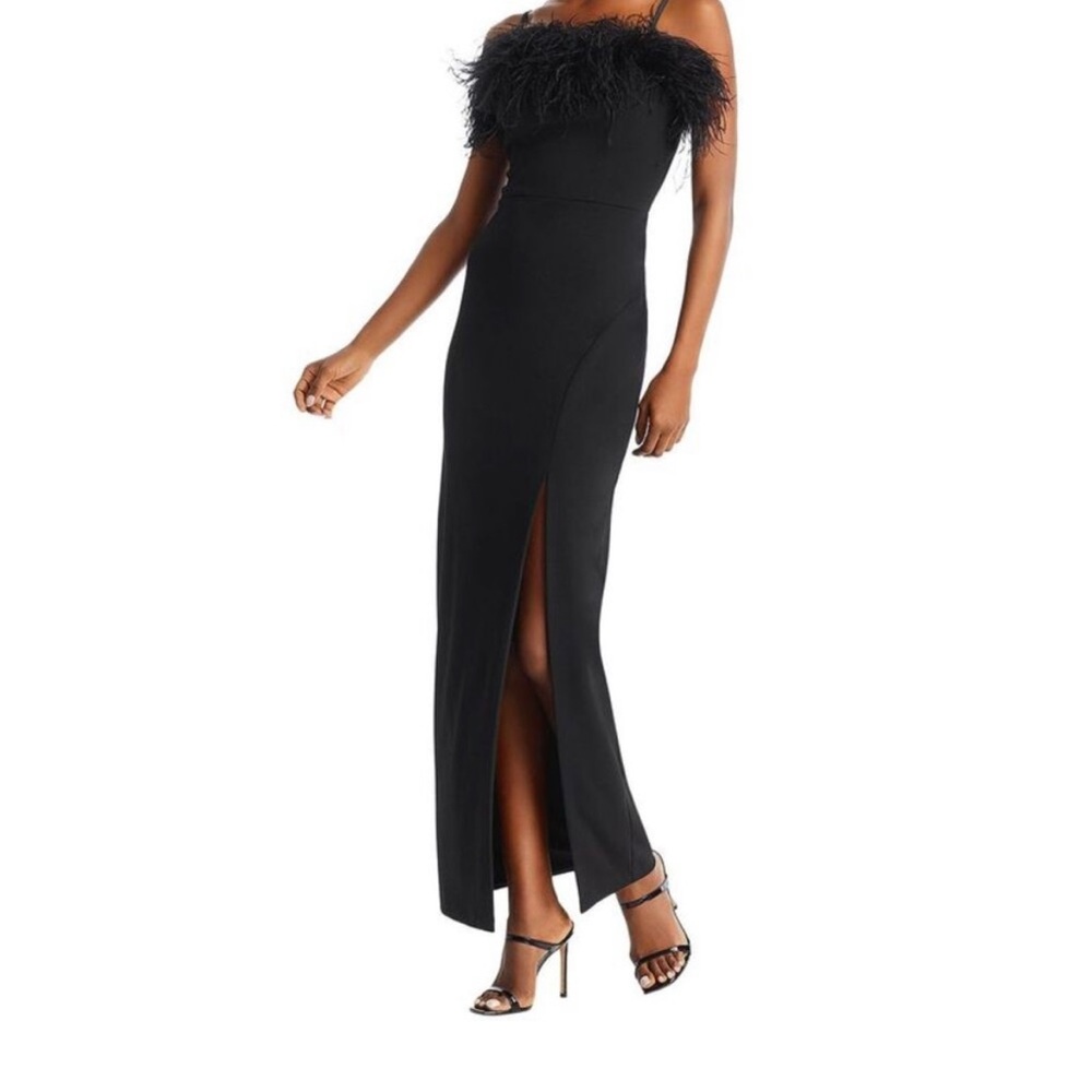 Aqua Black Feathered Wedding Dress